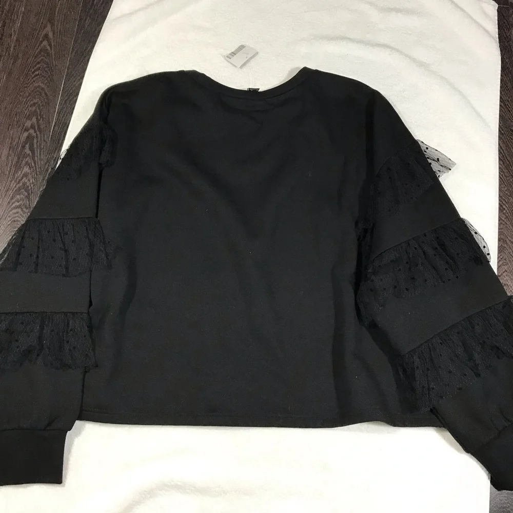 Forever 21 Black Lace Sweatshirt - Size 3X - Picture 11 of 11